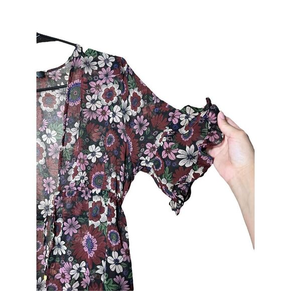 Cure Floral Print Long Maxi Kimono‎ Coverup Size XL - Picture 4 of 7